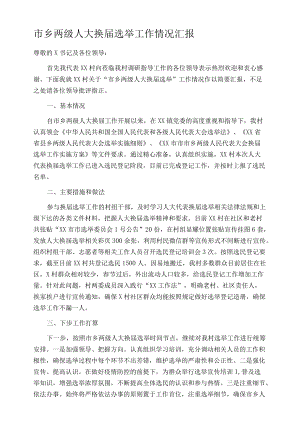 市乡两级人大换届选举工作情况汇报.docx