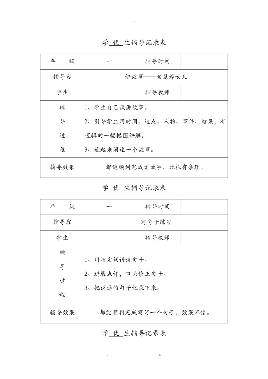 学优生学困生辅导记录表.doc_第1页