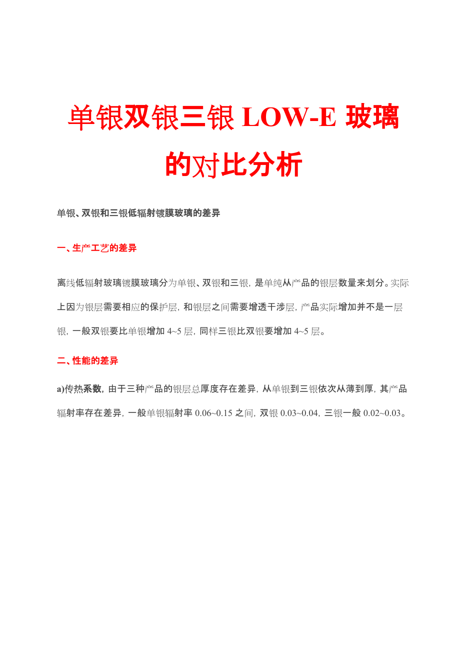 单银双银玻璃的对比分析.docx_第1页