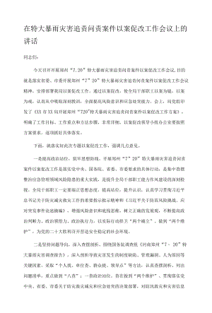 在特大暴雨灾害追责问责案件以案促改工作会议上的讲话.docx