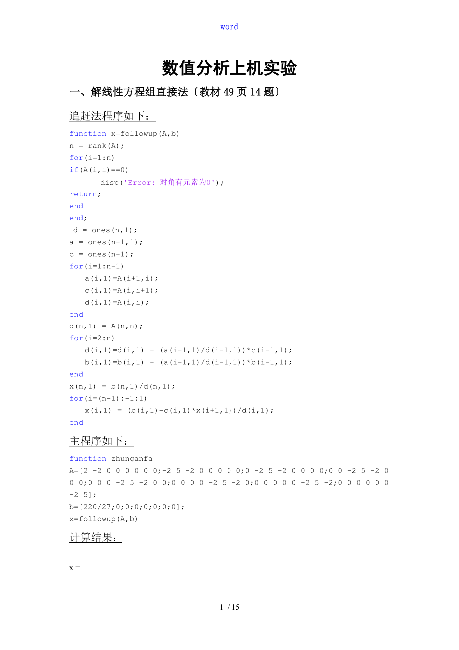 数值分析报告上机作业总.doc_第1页