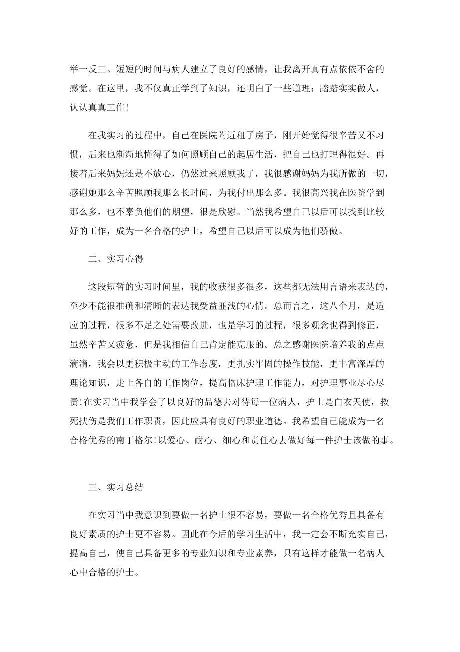 2022年护士实习情况个人总结报告10篇.doc_第3页