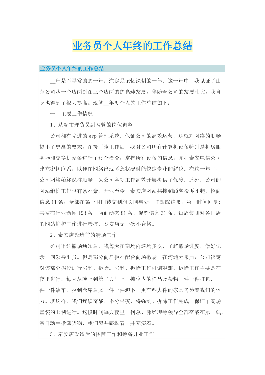 业务员个人年终的工作总结.doc_第1页