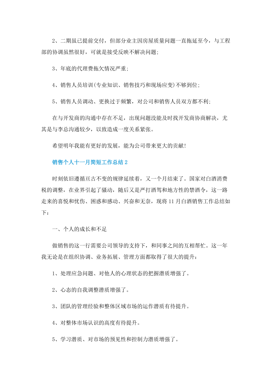 销售个人十一月简短工作总结.doc_第2页