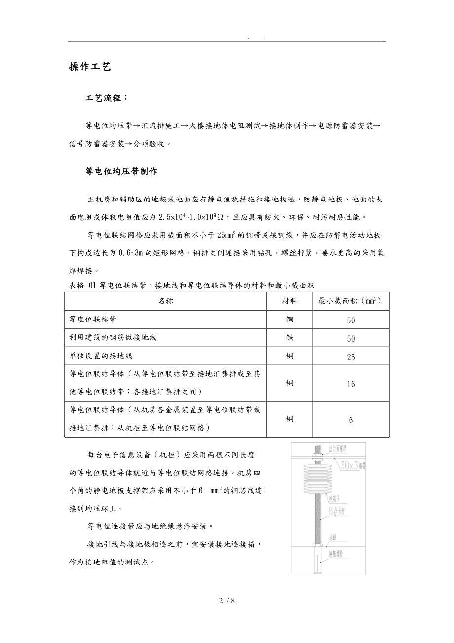 机房防雷接地施工工艺标准详.doc_第2页