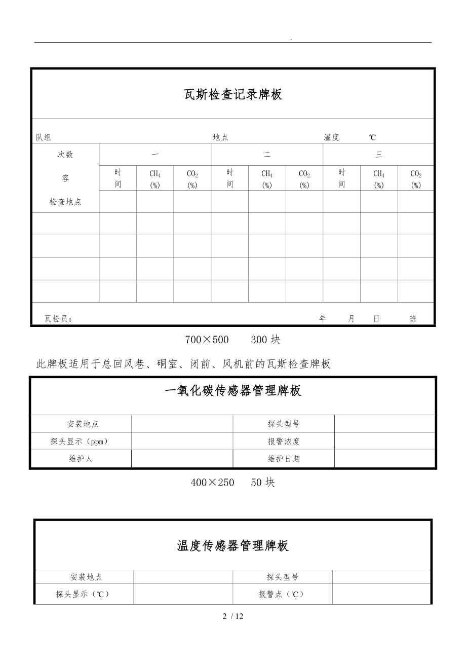 瓦斯检查管理表格汇总.doc_第2页