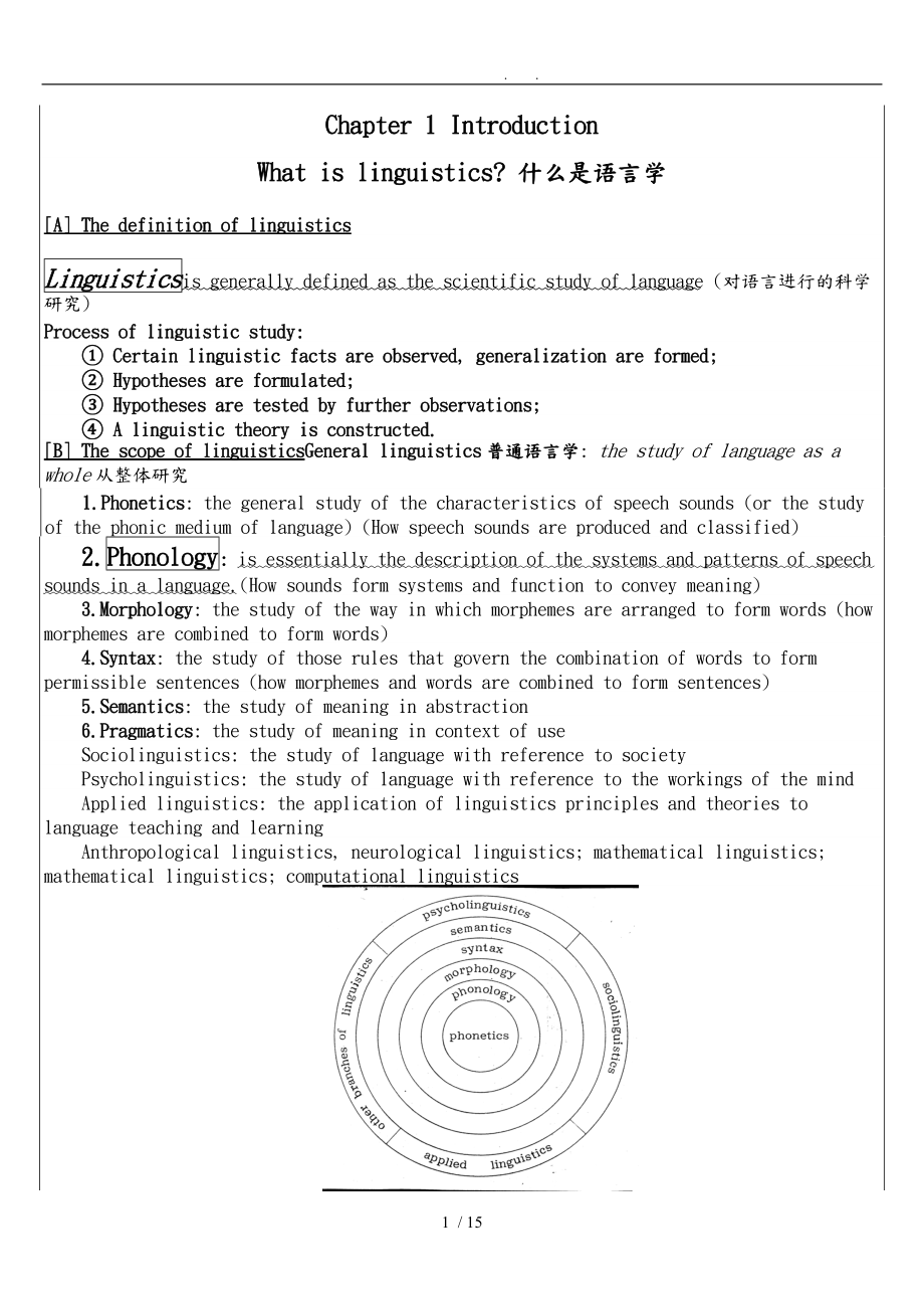 戴炜栋简明语言学指导教程配套笔记自己整理版.doc_第1页