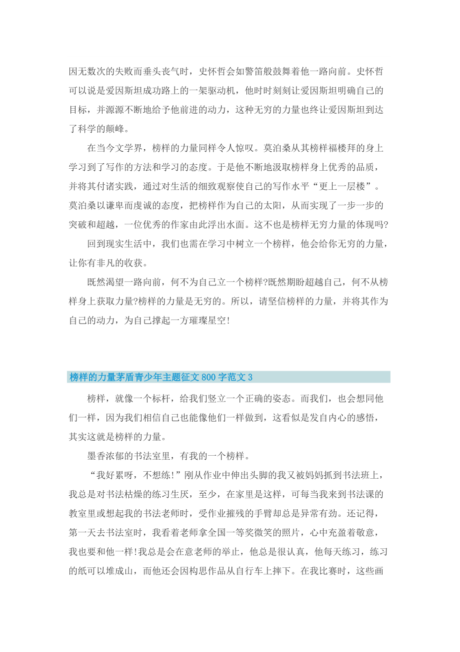 榜样的力量茅盾青少年主题征文800字范文10篇.doc_第3页