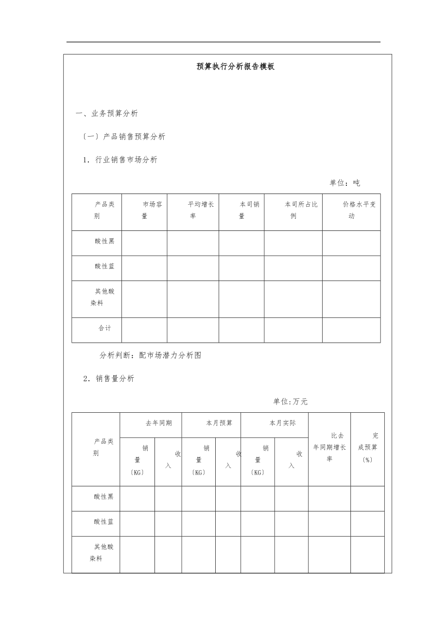 预算执行分析报告模板.doc_第1页