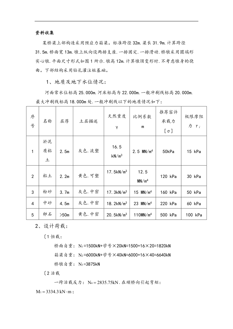 某桥桥墩桩基础基础设计说明书.doc_第1页