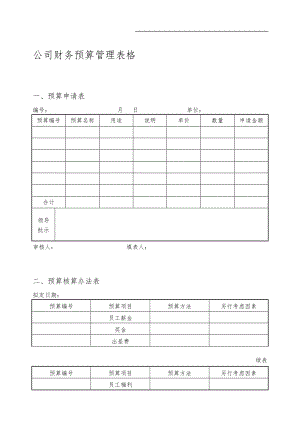 最新公司财务预算管理表格模板.doc