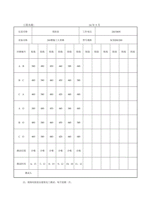 施工的现场临时用电绝缘电阻测试记录簿.doc