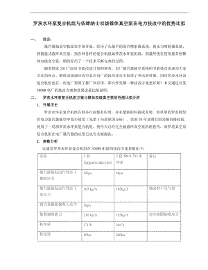 罗茨水环泵机组与双级锥体真空泵在技改中地比较.doc