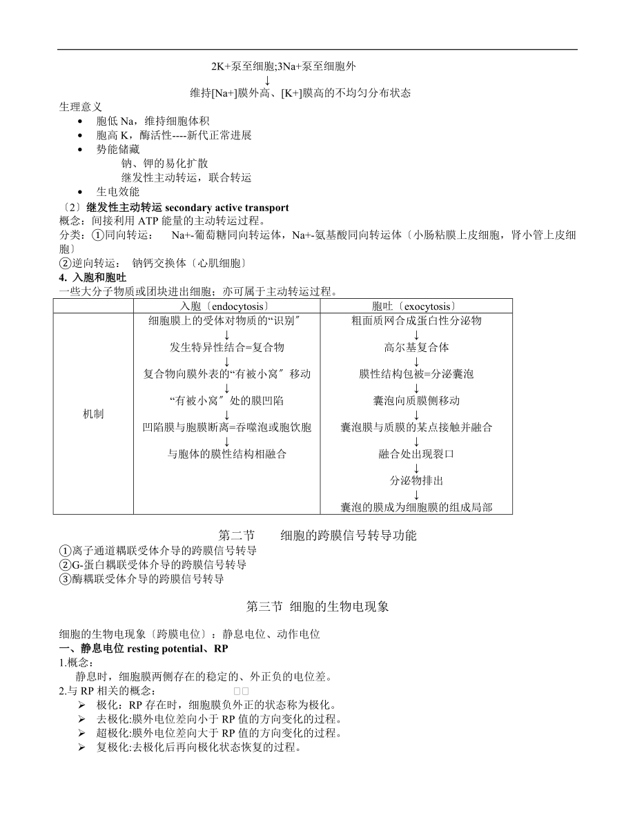 医学生理学期末重点笔记-第二章-细胞的基本功能.doc_第2页