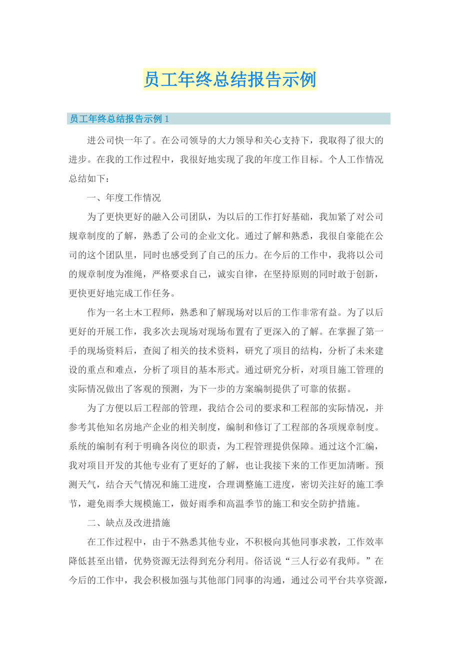 员工年终总结报告示例.doc_第1页