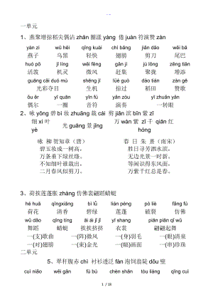 人版三级语文下册拼音生字表词语表听写版.doc