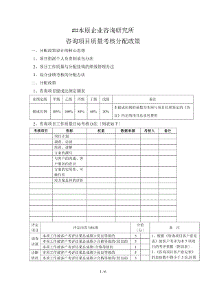 咨询项目质量考核分配政策.doc