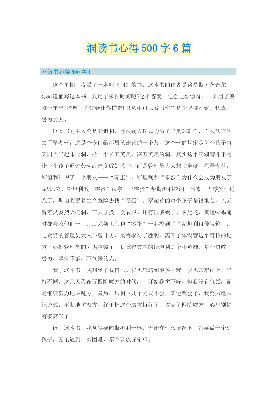 洞读书心得500字6篇.doc_第1页