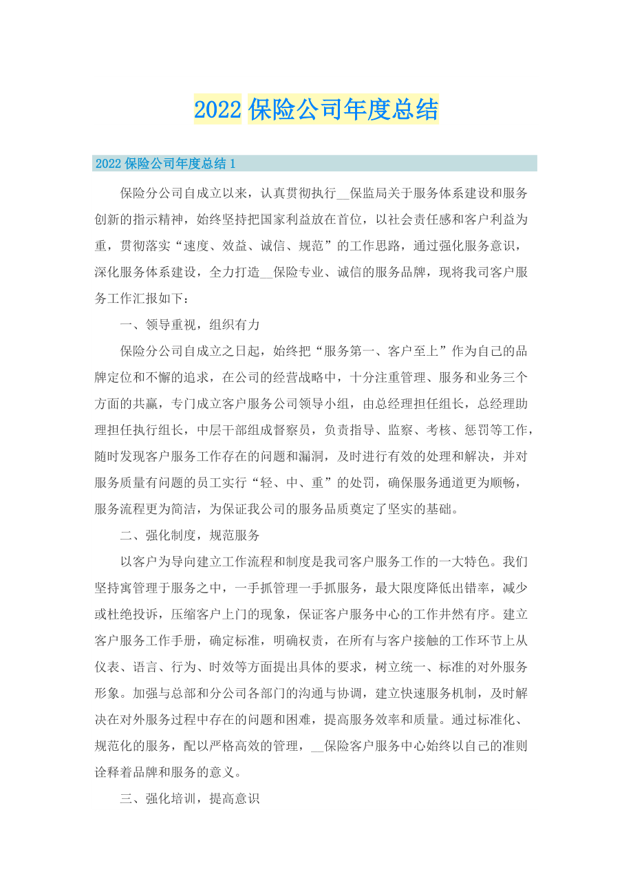 2022保险公司年度总结.doc_第1页