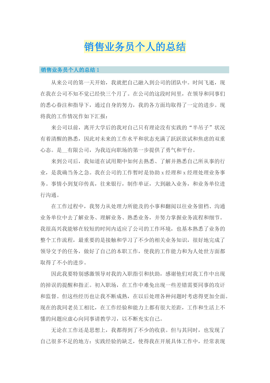 销售业务员个人的总结.doc_第1页