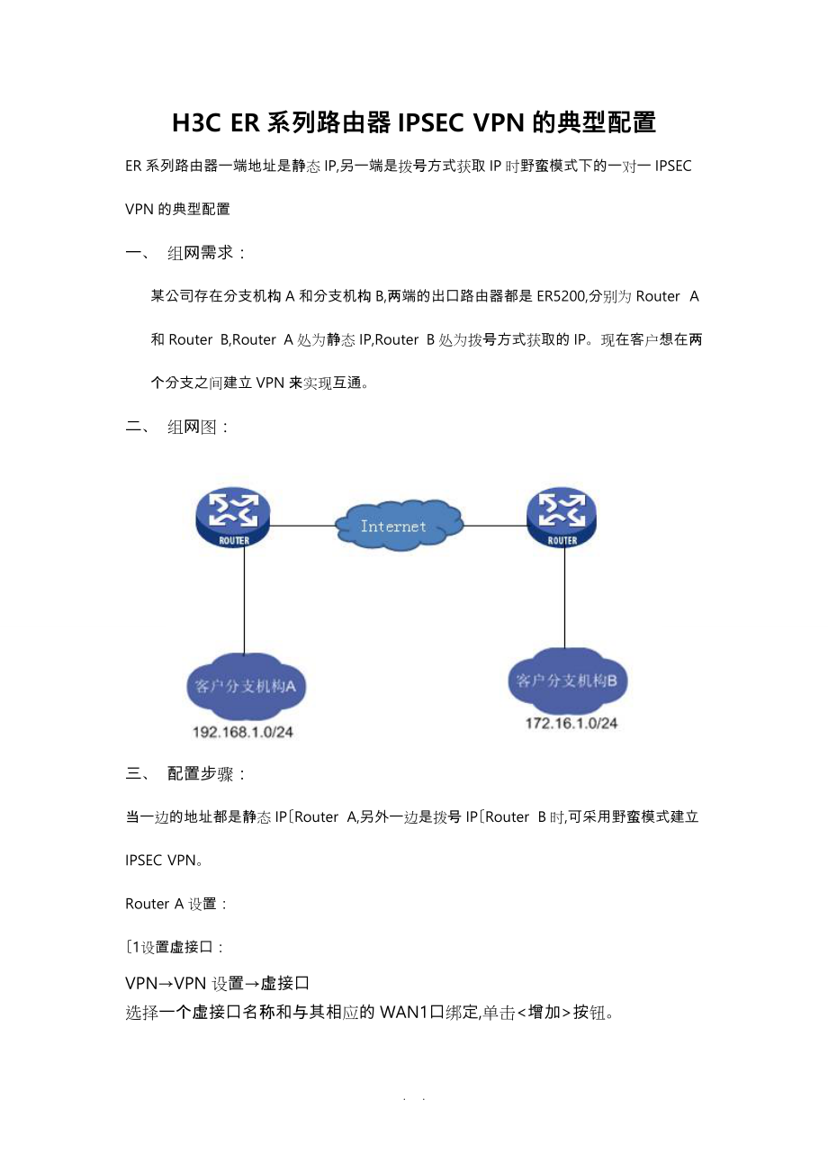 H3C_ER系列路由器IPSEC_VPN的典型配置.doc_第1页