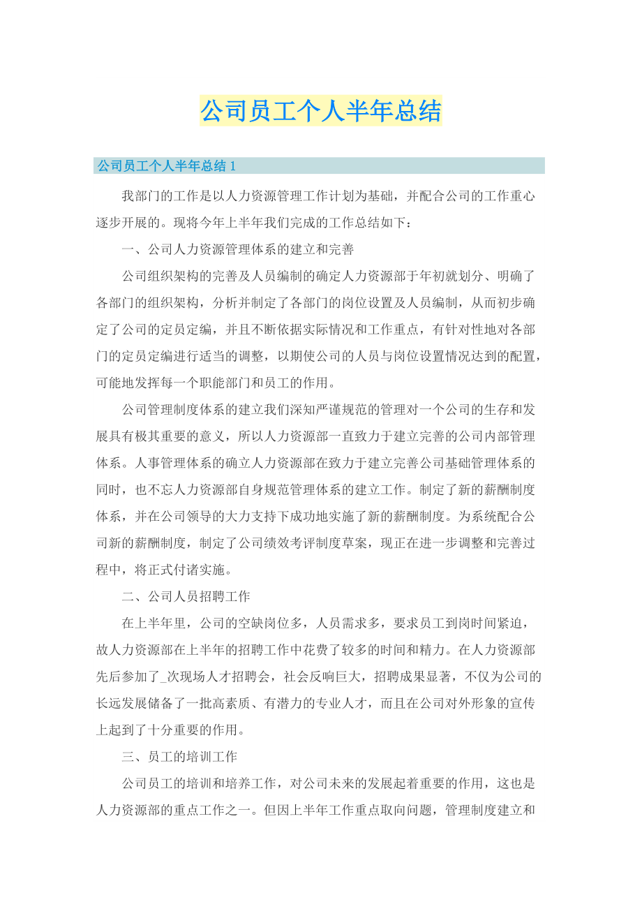 公司员工个人半年总结.doc_第1页