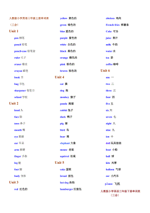 人教版小学英语三级上册单词表好.doc