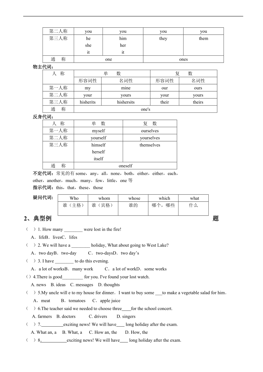 初中英语英语名词练习与答案解析.doc_第3页