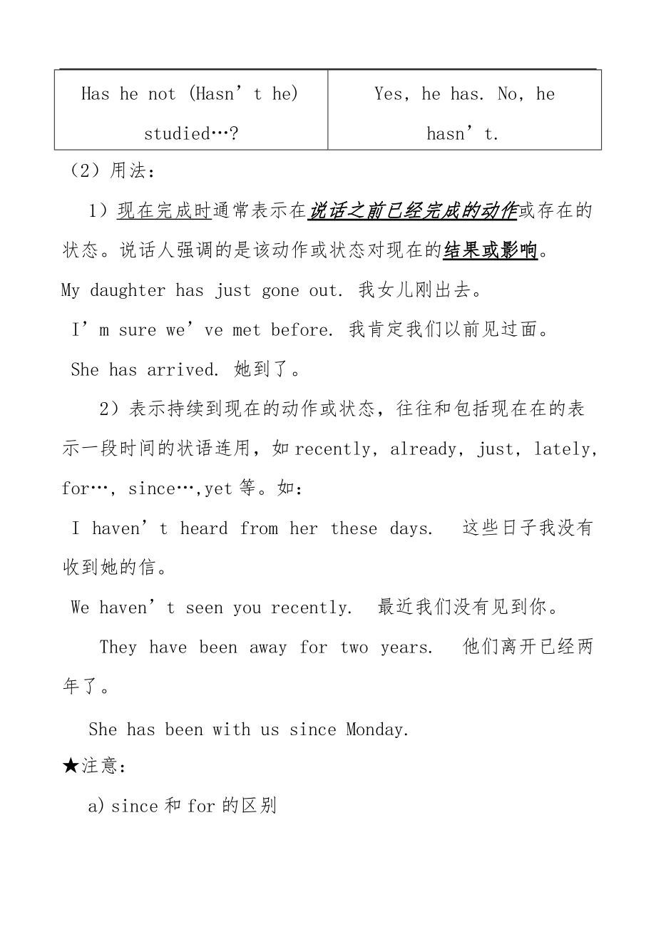 八级英语语法现在完成时练习题与答案.doc_第2页