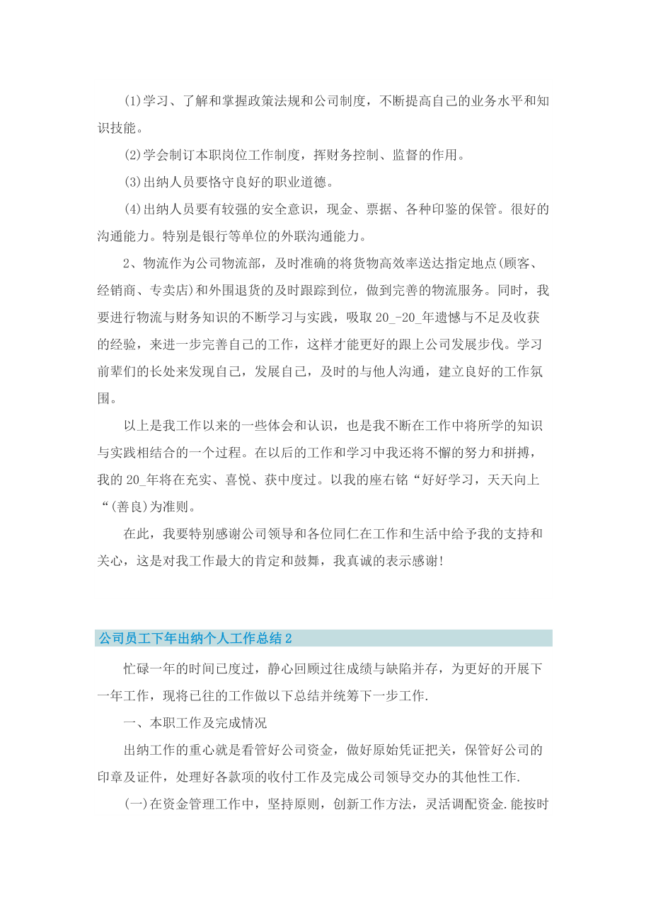 公司员工下年出纳个人工作总结.doc_第2页