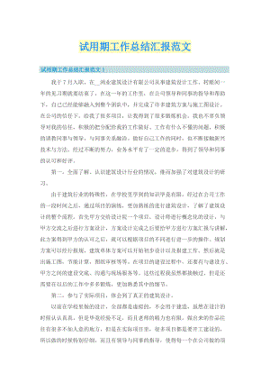 试用期工作总结汇报范文.doc