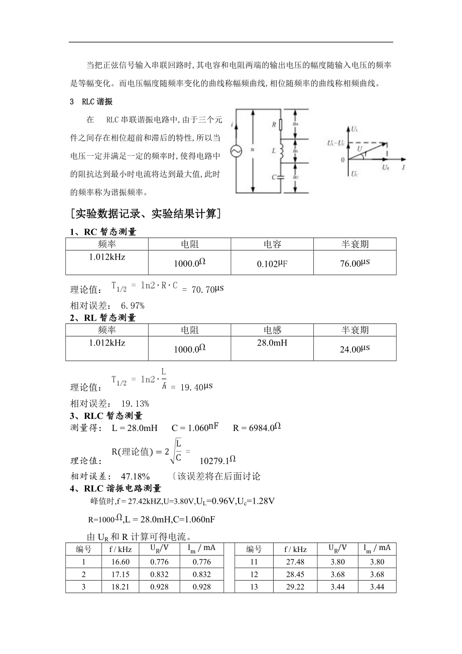 实验报告_RLC电路特性的设计研究.doc_第2页