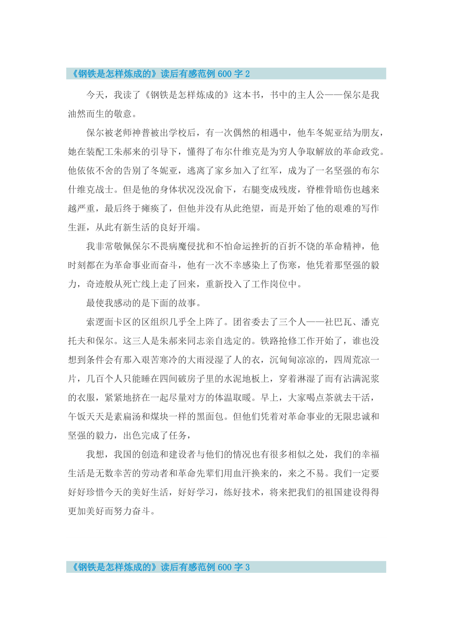 《钢铁是怎样炼成的》读后有感范例600字.doc_第2页