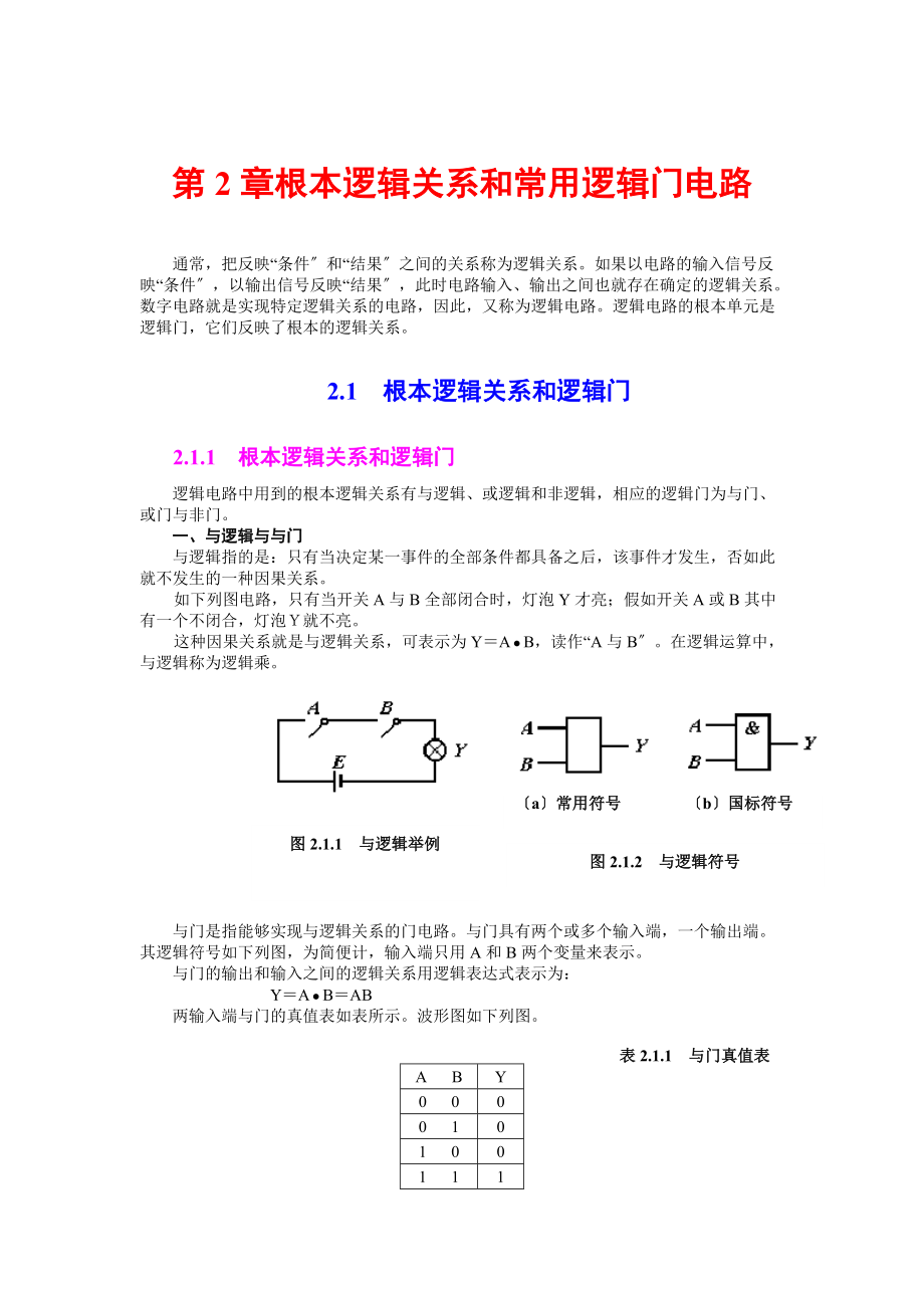 基本逻辑关系和常用逻辑门电路.doc_第1页