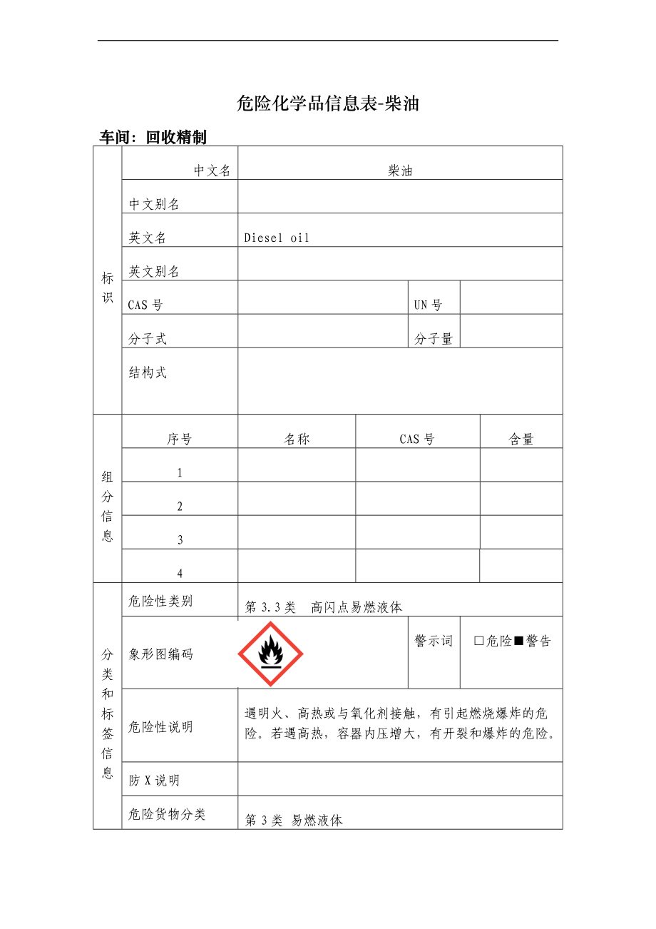 危险化学品信息表_柴油.doc_第1页