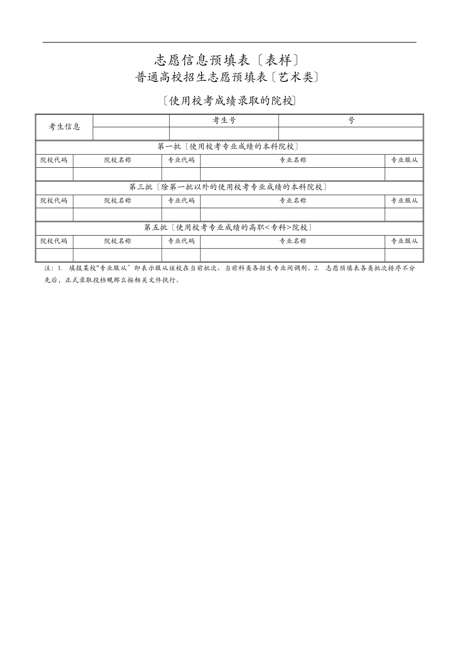 志愿填报预填表各批次.doc_第1页