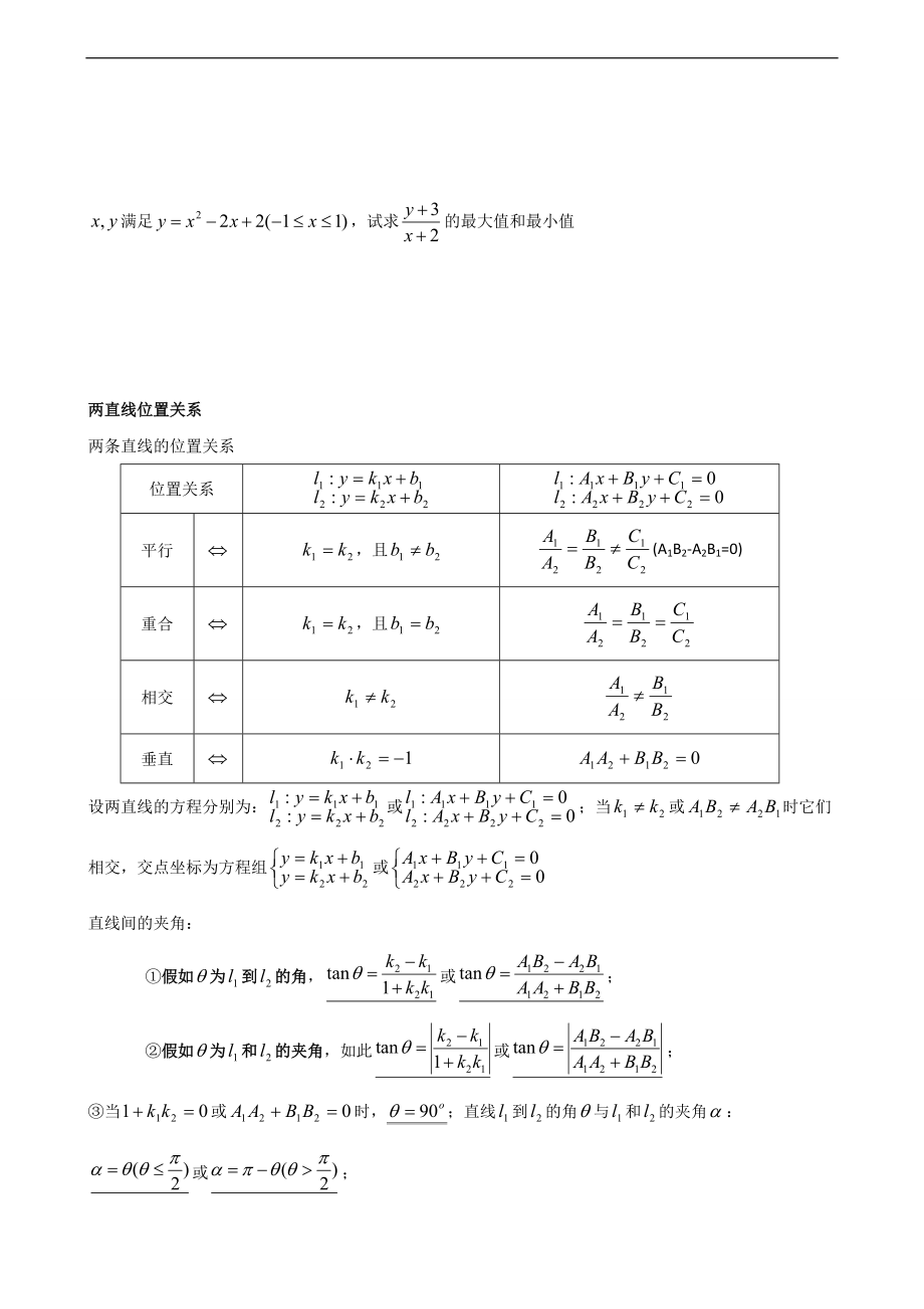 平面解析汇报几何知识点归纳.doc_第2页