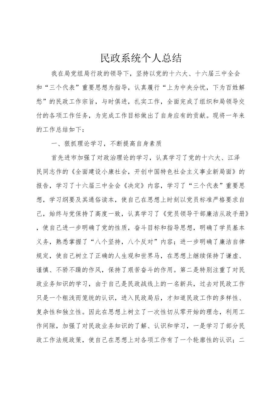 [推荐]民政系统个人总结.docx_第1页