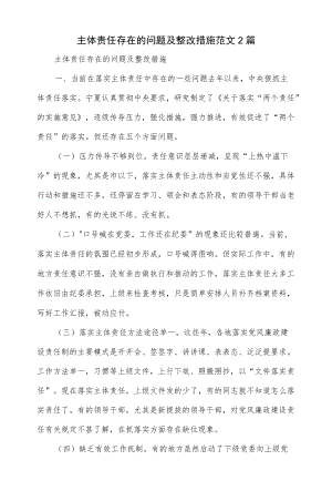 主体责任存在的问题及整改措施范文2篇.docx