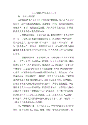 县区局长任职表态发言三篇.docx