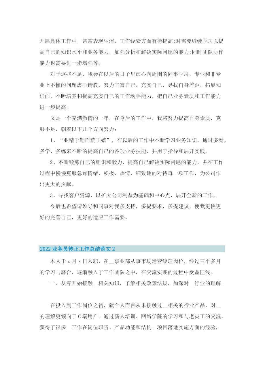 2022业务员转正工作总结范文.doc_第2页