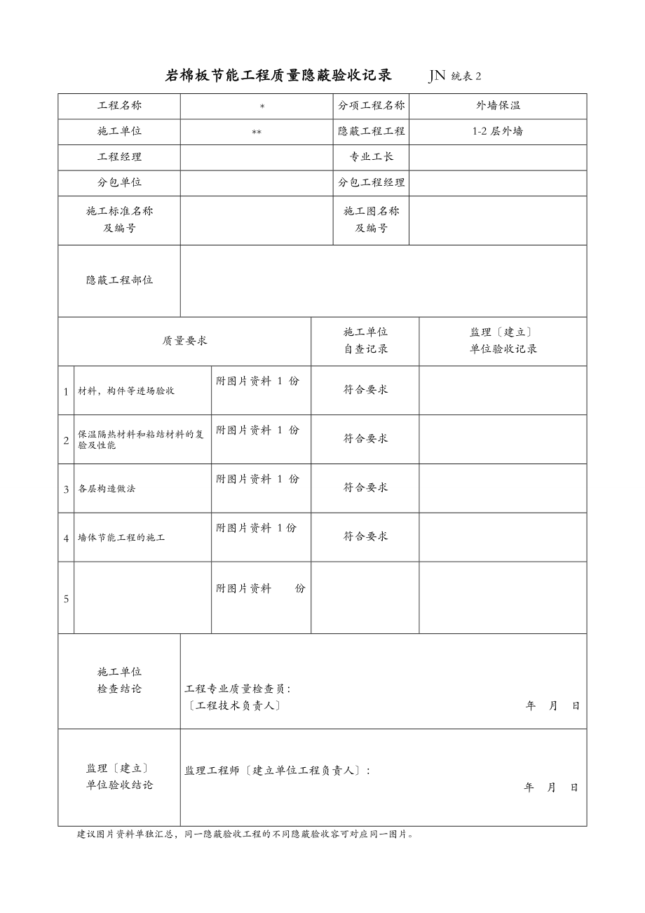 岩棉板节能建筑工程质量隐蔽验收记录.doc_第1页