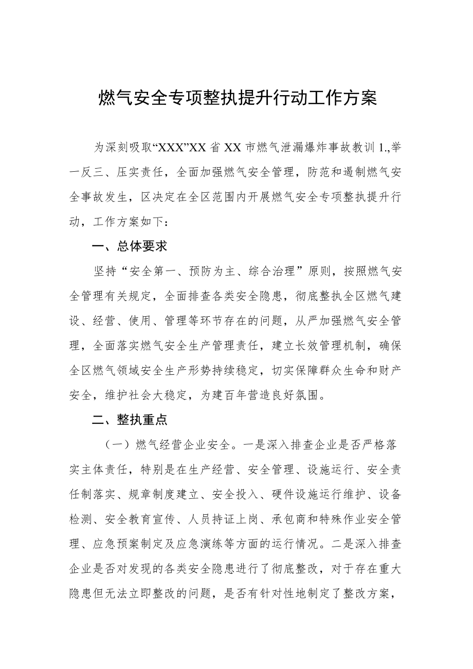 燃气安全生产专项整治工作方案六篇范例.docx_第1页