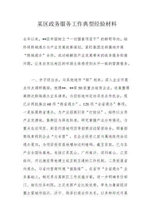 某区政务服务工作典型经验材料.docx