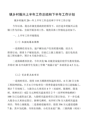 镇乡村振兴上半工作总结和下半工作计划.docx