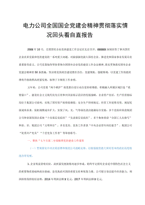 电力公司全国国企党建会精神贯彻落实情况回头看自查报告.docx