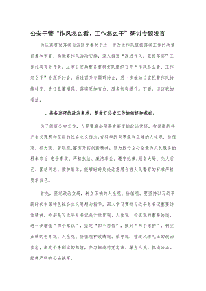 公安干警“作风怎么看、工作怎么干”研讨专题发言.docx