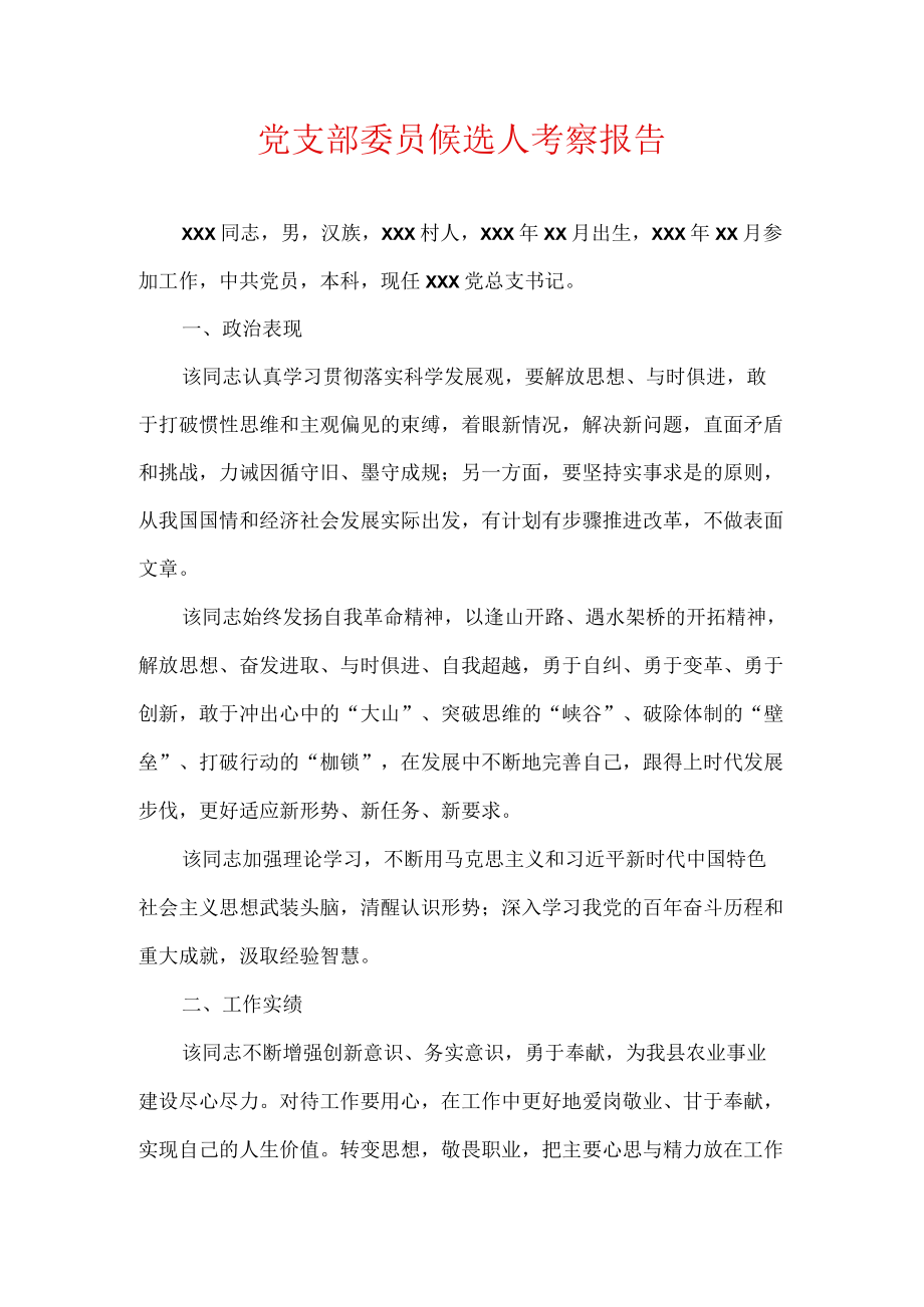 党支部委员候选人考察报告.docx_第1页