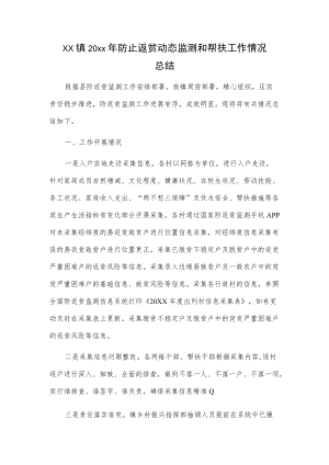 xx镇20xx防止返贫动态监测和帮扶工作情况总结.docx