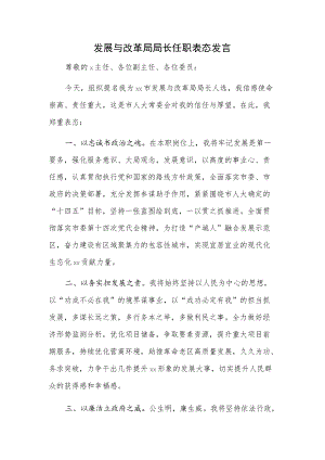 发展与改革局局长任职表态发言.docx